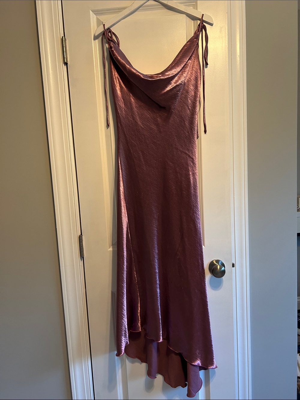 Satin Cowl Neck Slip Dress in Dusty Rose